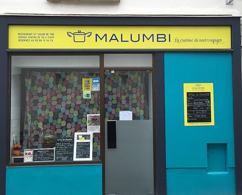 Aménagement vitrine Malumbi à Nantes, panneau dibond recouvert adhésif traité anti UV, quartier République Mangin Beaulieu